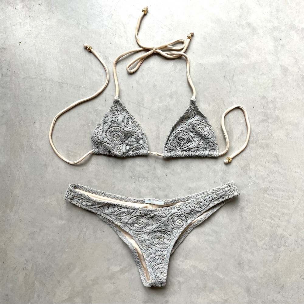 Eberjey Crochet Grey Bikini Small